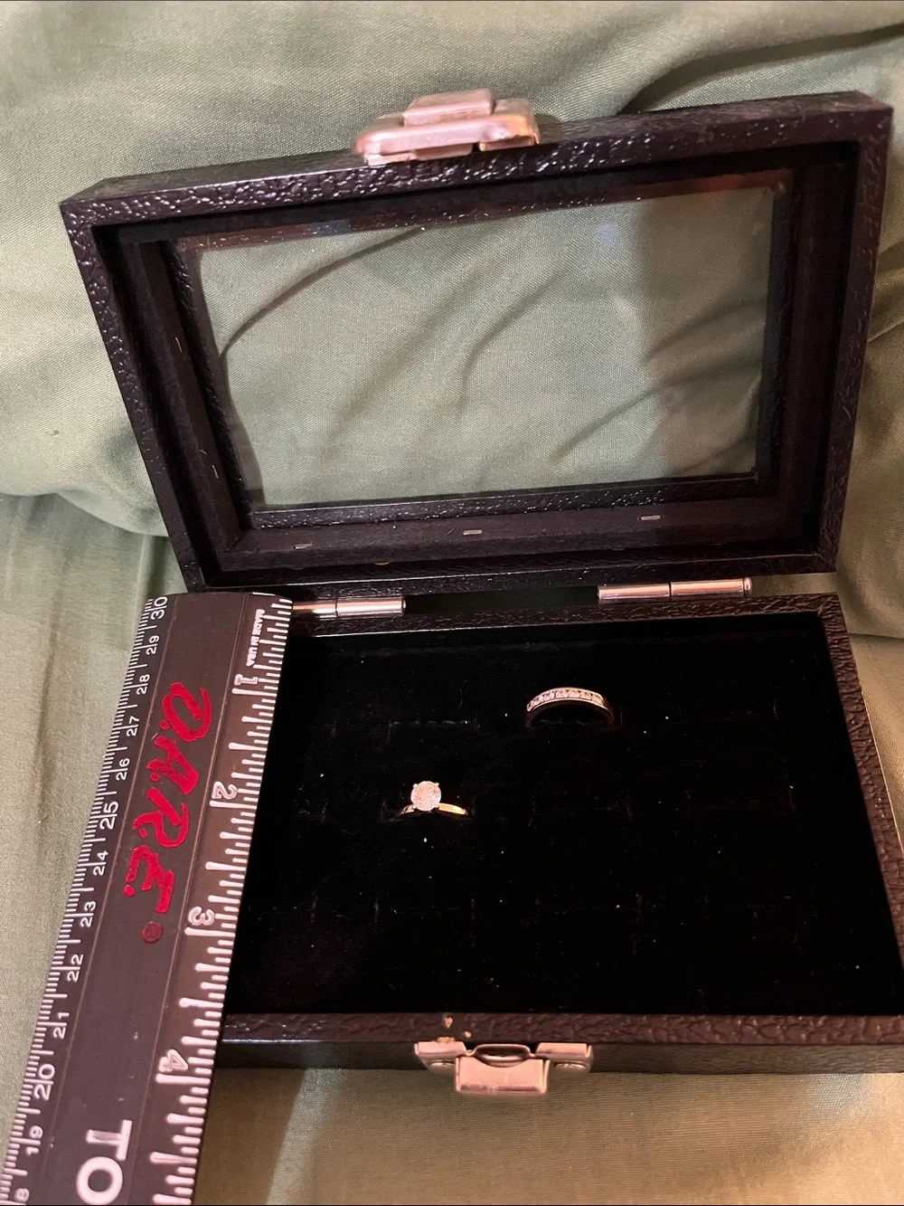Black Glass-Top Jewelry Storage Boxes with Silver Latches - Set of 2